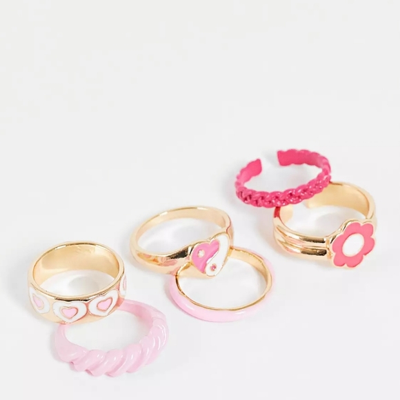 MADEIN | Pack of Chuncky Pink Detailed Rings - Picture 3 of 5